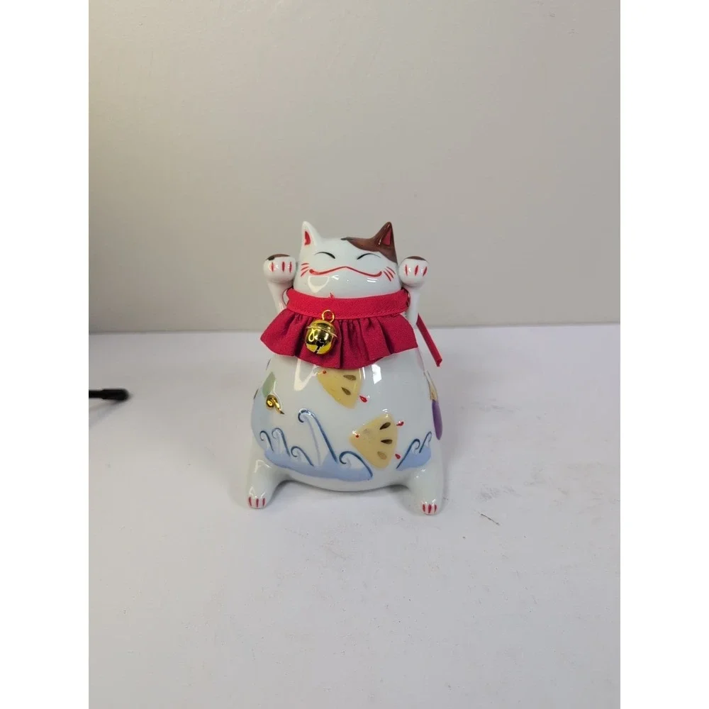 Japanese Lucky Cat Coin Box Maneki‎ Neko Piggy Bank Auspicious Ceramic
